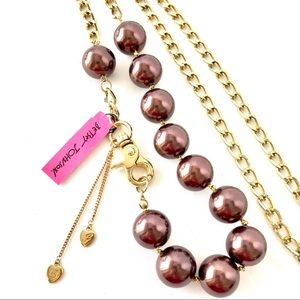 Betsey Johnson Vtg Purple Long Gold Necklace RARE!